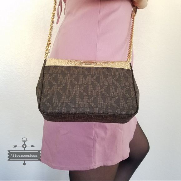 NWT Michael Kors Tina Small clutch crossbody gold - Picture 4 of 8